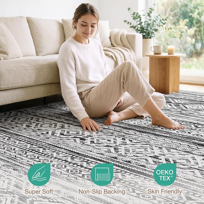 cotiled 12x15 Area Rugs Living Room Rug: Washable Boho Rugs - Image 2