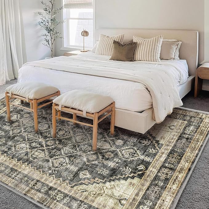 CHAMPLANT Area Rug 6'x9' Washable Vintage Traditional Floor Cover Thin Retro - Image 2