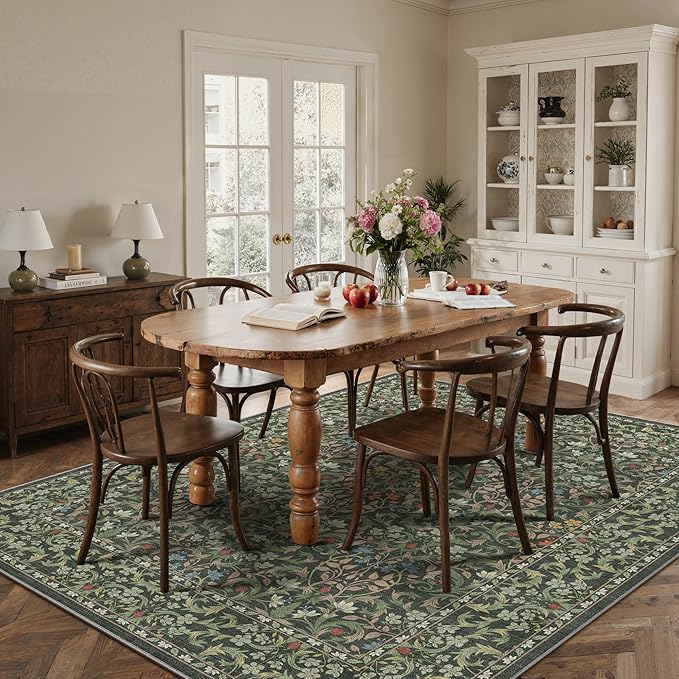 GENIMO Large 8x10 Area Rug for Living Room, Boho Floral Vintage Non-Slip Carpet - Image 3