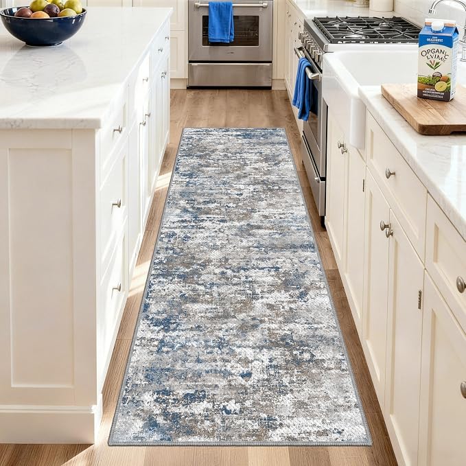 Abstract Washable Runner Rug 2x6, Hallway Rug Non-Slip, Woven Non-Shedding Thin - Image 2
