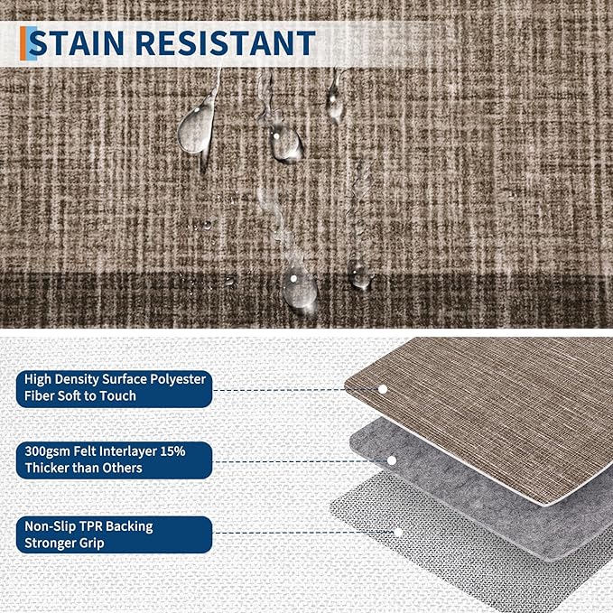 Washable Runner Rug 2x10 Modern Bordered Hallway Runner Rug Non Slip Kitchen - Image 4