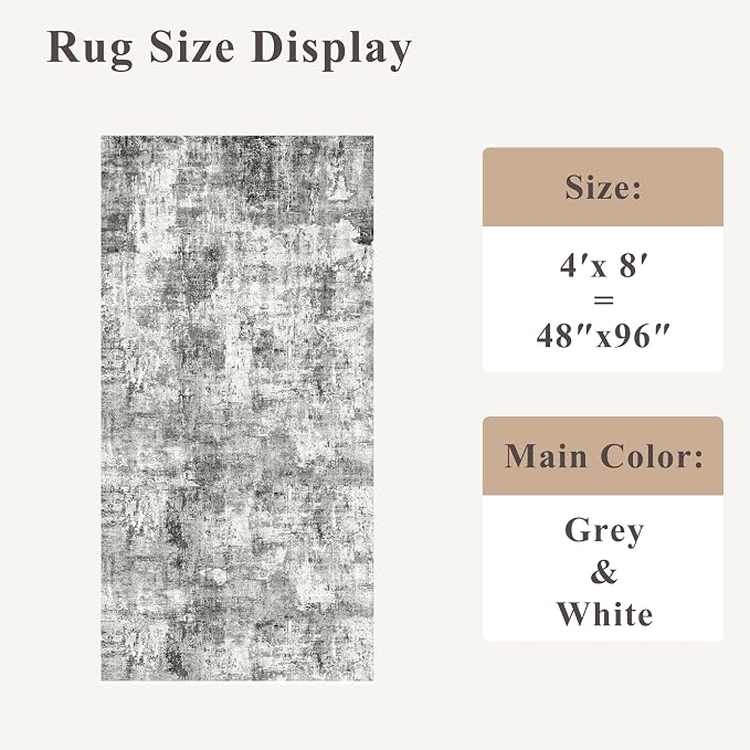 4x8 Washable Area Rug – Non-Slip Rubber Backed Indoor Rug - Image 2