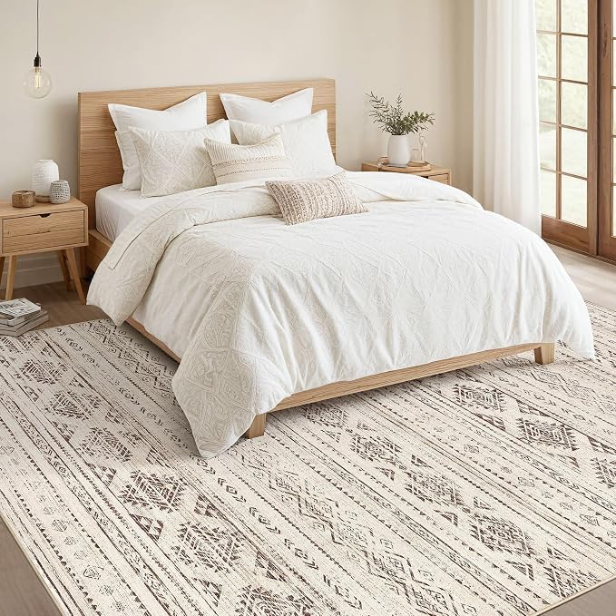 Nakagishi 9x12 Area Rugs Living Room: Washable Boho Large Neutral Soft - Image 5