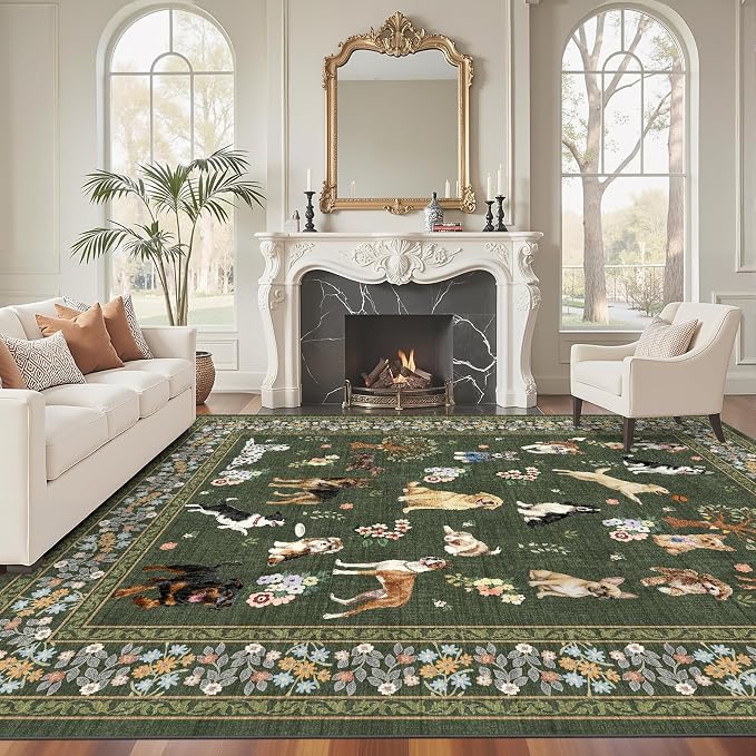 Dogs Area Rugs 5x7, Rug for Bedroom Ultra-Thin Soft, Non-Slip Washable Rugs - Image 3