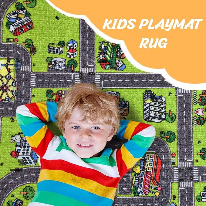 Kids Rug for Playroom Classroom, 3x5 Non Slip Kids Car Road Traffic Playmat for - Image 4