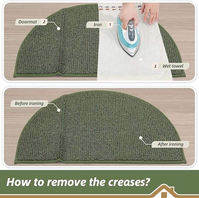 BEQHAUSE Dirt Trapper Door Mat 24" x 36" Half Circle Non-Slip Washable Doormats - Image 9
