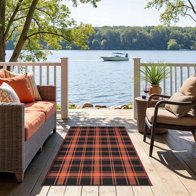 GENIMO Waterproof Outdoor Rug for Patio Clearance, Lightweight RV Camping Mat - Image 4