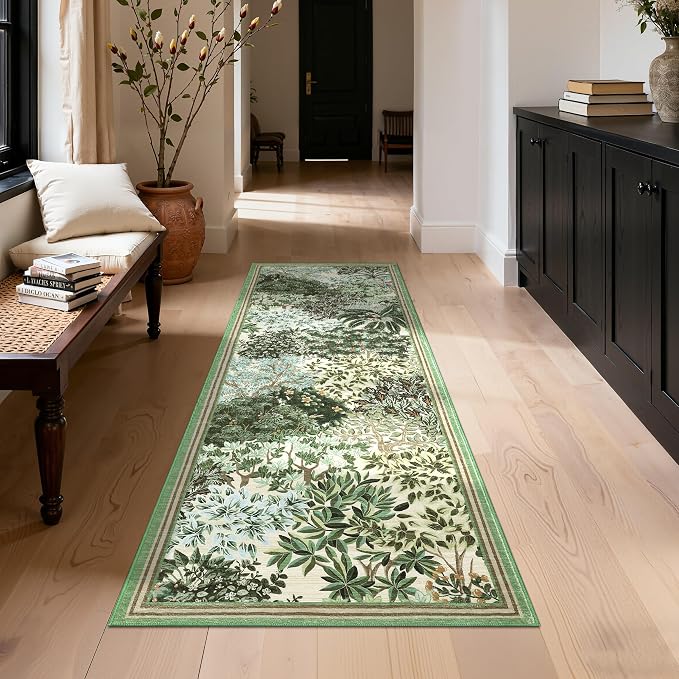 GarveeHome Forest Runner Rug 2.5x10, Botanical Low Pile Non Slip Stain - Image 3