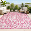 JONATHAN Y Boho Medallion Indoor Outdoor Area Rug 5X8 Fuchsia/Light Gray by JONATHANY