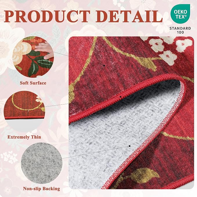 DUKINO 5x7 Area Rug, Floral Rugs - Image 5