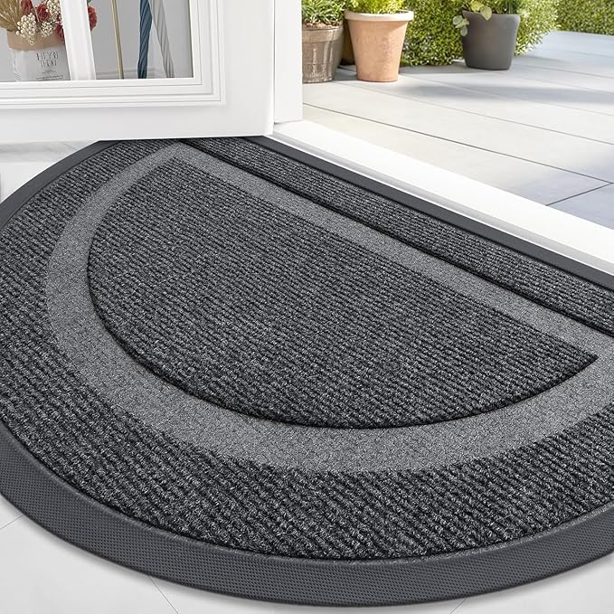 OLANLY Half Circle Door Mat Indoor Outdoor Entrance Welcome, Waterproof by OLANLY