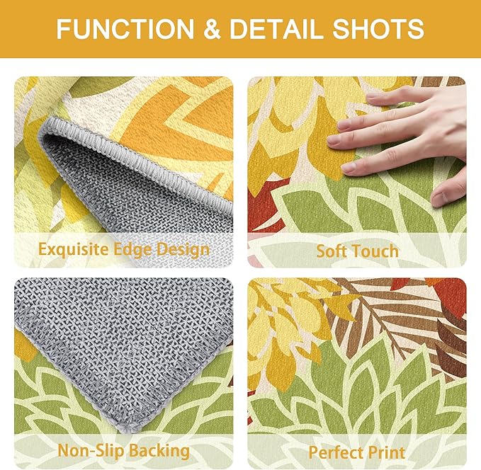 Colorful 3x5 Washable Rug for Living Room Tropical Botanical Modern Floral - Image 4