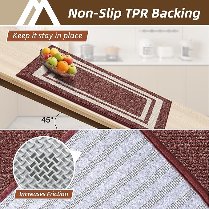 COSY HOMEER Kitchen Rugs Non-Slip 24x35/24x60 Inch Thick Polypropylene Standing - Image 3
