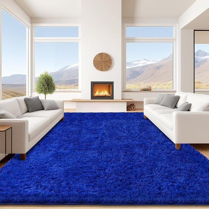 9x12 Blue Area Rugs for Living Room, Large Fluffy Shag Rug for Bedroom Boys by Unknown