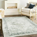 CHAMPLANT Washable Area Rug 4'x6' Floral Green Vintage Traditional Floor Cover by CHAMPLANT