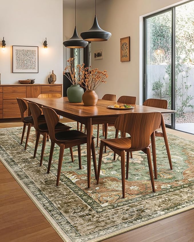 RELEANY Area Rugs 6'x9' Washable Non-Slip, Floral Vintage Distress Medallion - Image 3