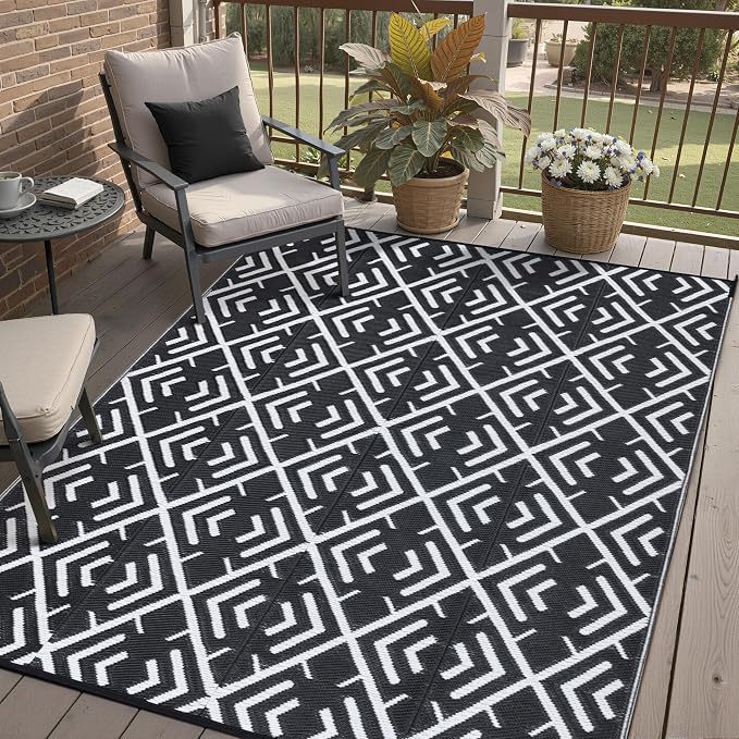 HUGEAR Outdoor Rug Mats, Large Waterproof Outdoor Area Rug, Reversible Portable by HUGEAR