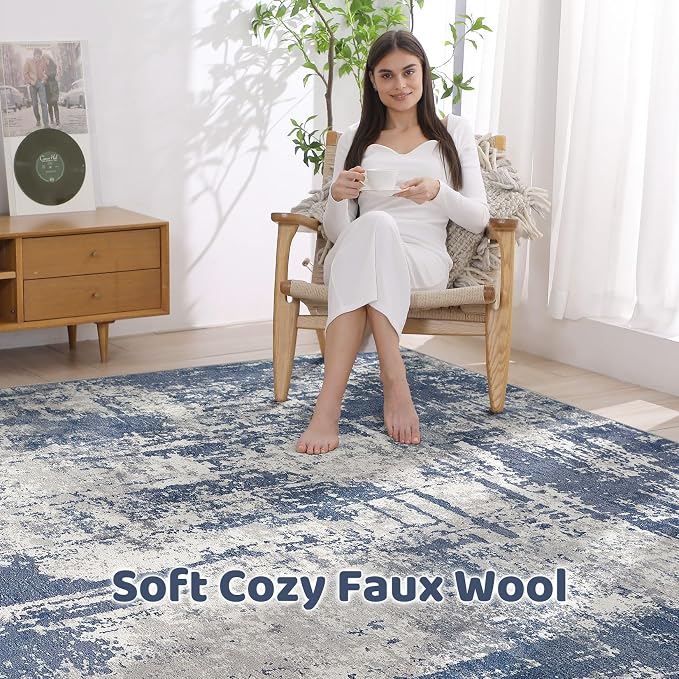 6x8 Area Rug Living Room: Washable Large Abstract Modern Soft Rug Stain - Image 3