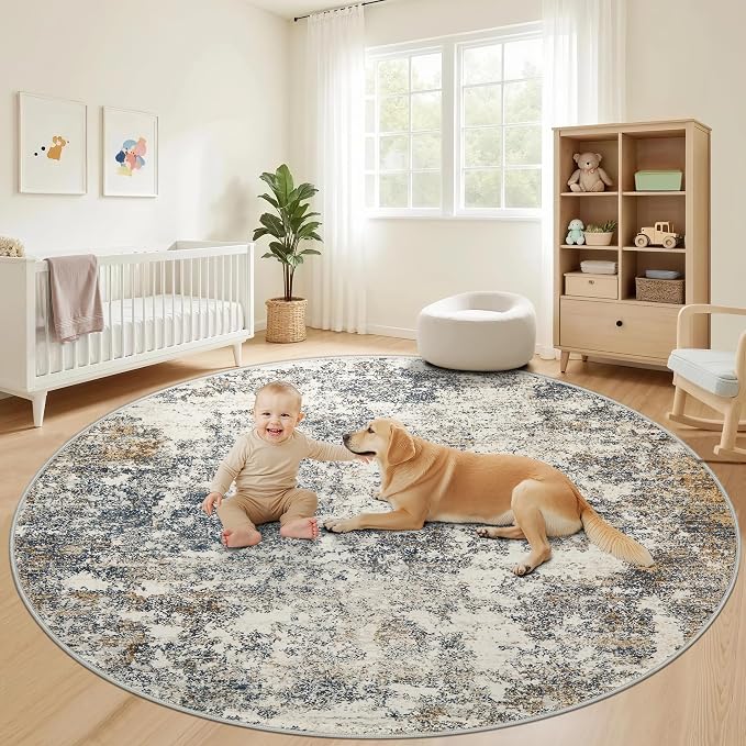 6ft Washable Round Rug - Image 4