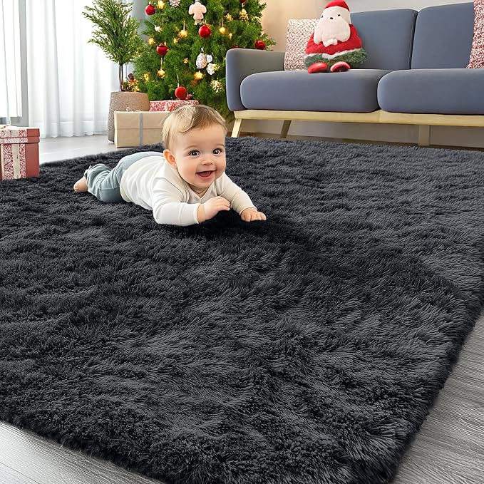 OLANLY Area Rugs for Living Room Bedroom, Machine Washable 4x5.9 ft Soft Fluffy by OLANLY