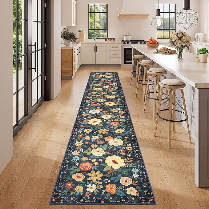 DUKINO 2x12 Washable Runner Rug, Ultra Soft Floral Runner Rug - Image 3