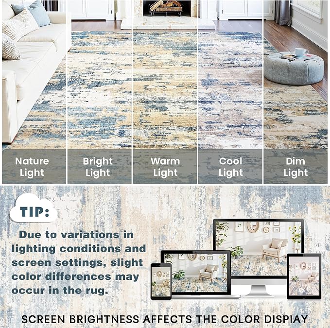 Area Rugs 8x10 Living Room: Large Soft Washable Rug Modern Abstract Anti-Skid - Image 10