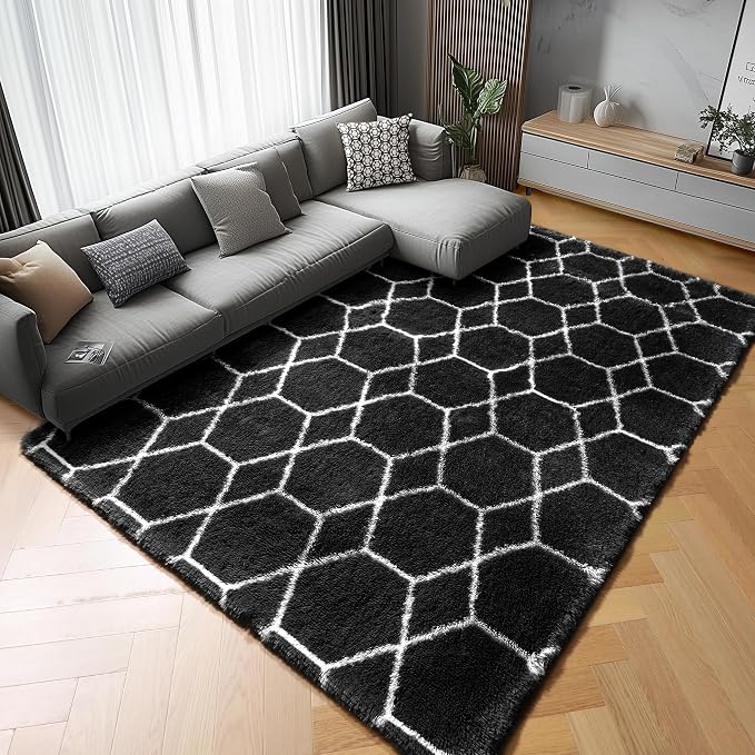 ONASAR Large Area Rugs for Living Room, 7x10 Black and White Rug, Boho Thick - Image 6