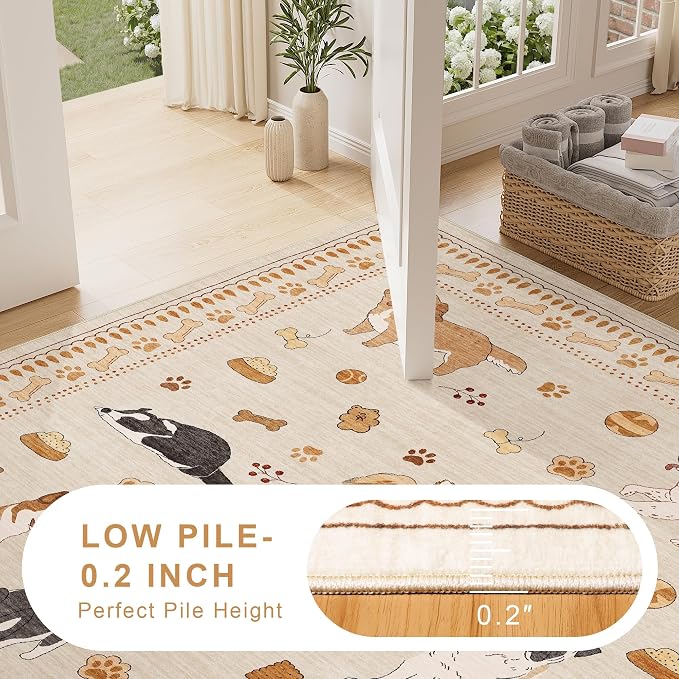 DUKINO 8x10 Area Rug, Non Slip Washable Animal Dog Rug - Image 7