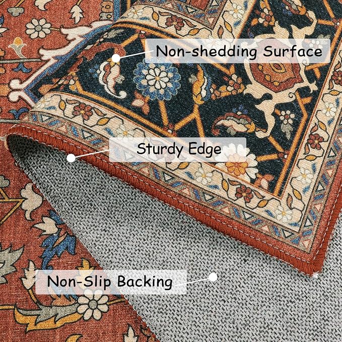 Moynesa Ultra-Thin Washable Oriental Area Rug - Image 4