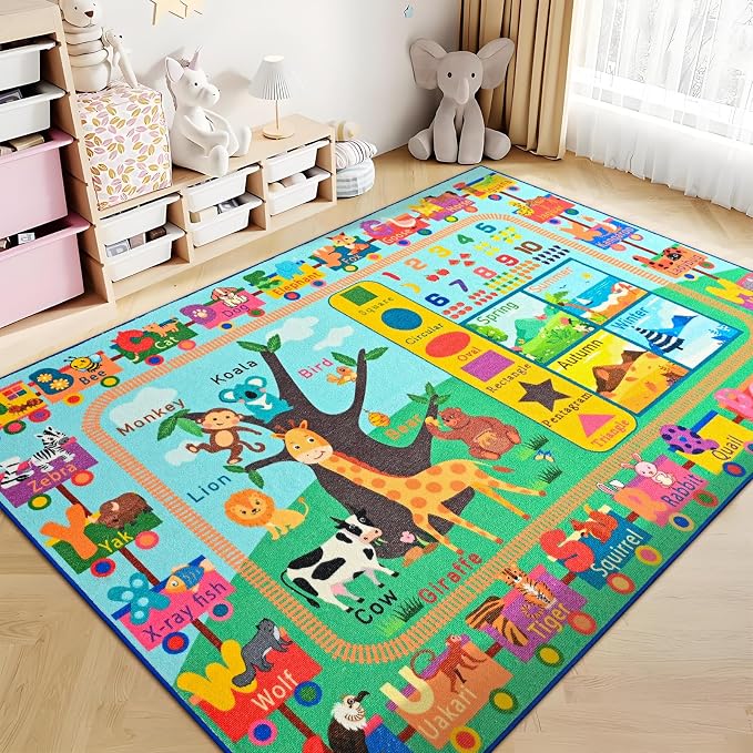 Kids Rug for Playroom, 6x9 ABC Educational Carpet for Classroom, Fun Alphabet - Image 3