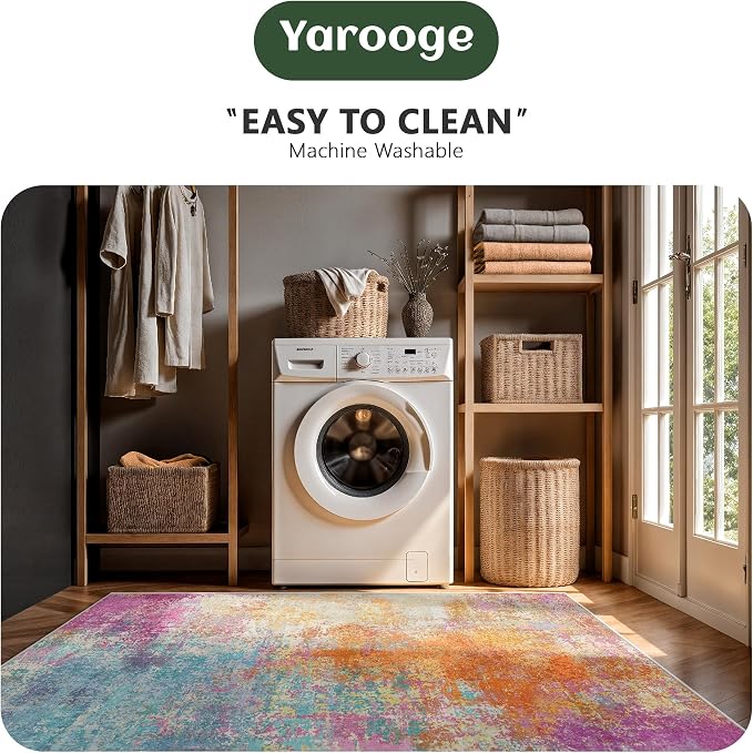 5x7 Area Rugs, Abstract Modern Ultra Soft Washable Rug, Non Slip Carpet - Image 6