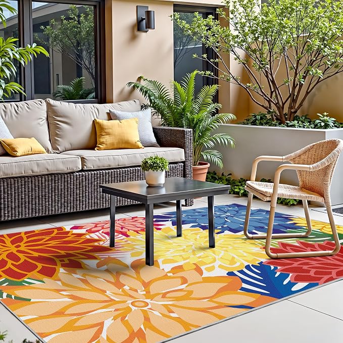 Colorful 3x5 Washable Rug for Living Room Tropical Botanical Modern Floral - Image 3