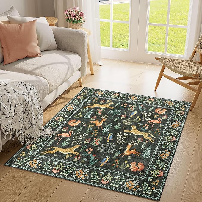 DUKINO 4x4 Square Area Rug for Entryway, Lightweight Animal Print Washable Rug - Image 6