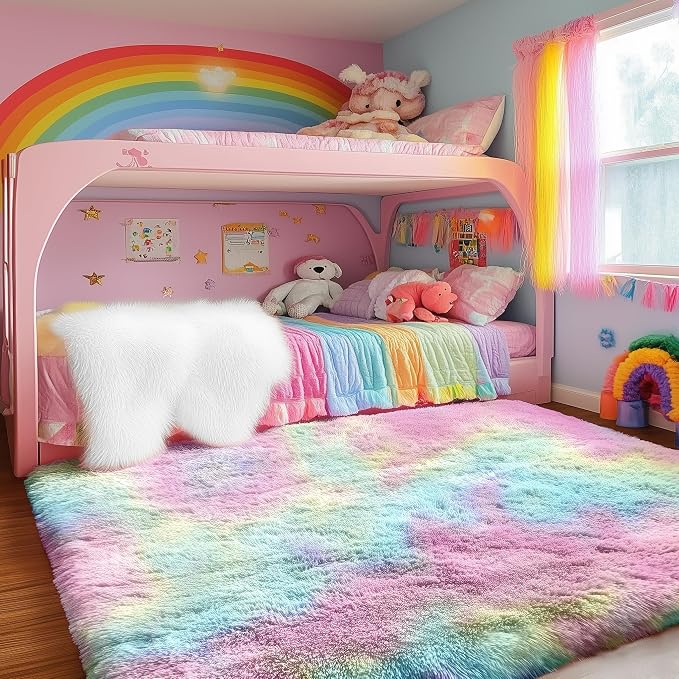 PAGISOFE 8x10 Rainbow Large Area Rug, Plush Rugs - Image 9
