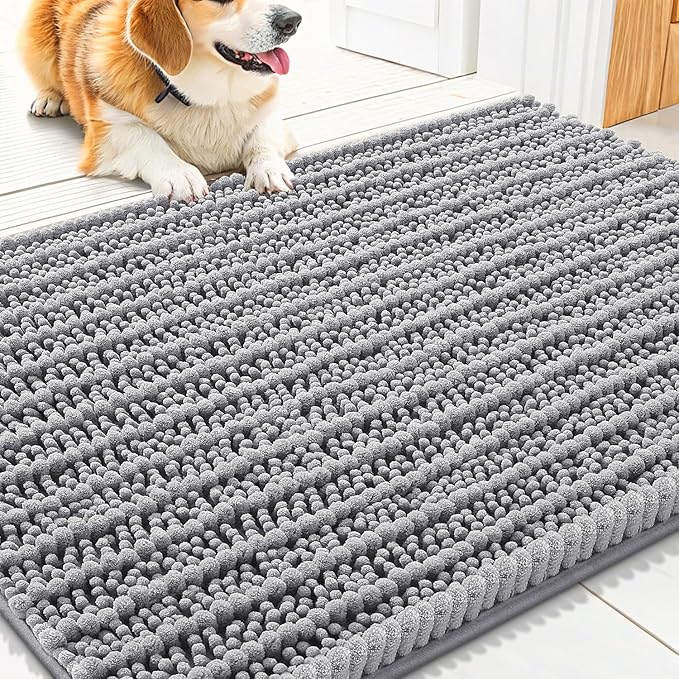 Smiry Dog Door Mat for Muddy Paws 32x21, Absorbent Dirt Trapper, Non-Slip by Smiry