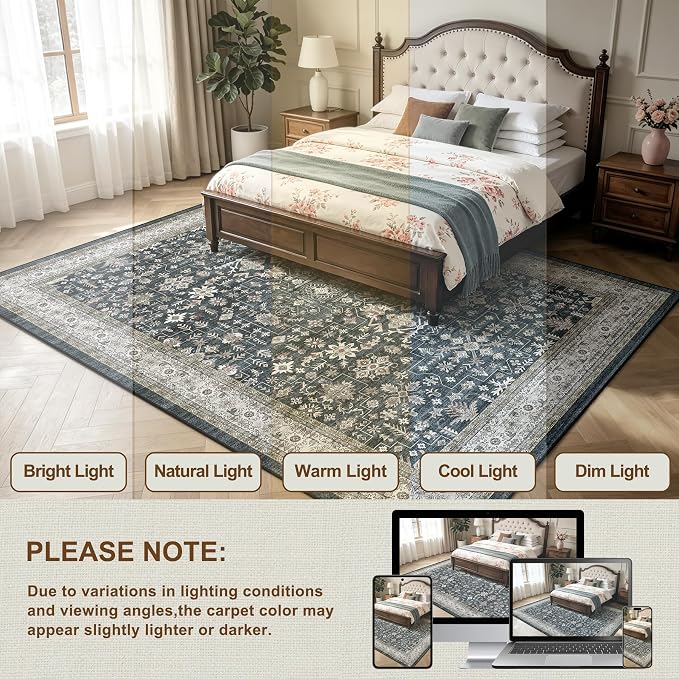 Ashen Farmhouse Washable 8x10 Area Rugs - Image 5