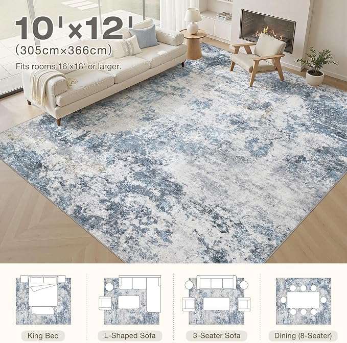 DMOYEST 10x12 Area Rug for Living Room, Washable & Non Slip Large Indoor Carpet - Image 8