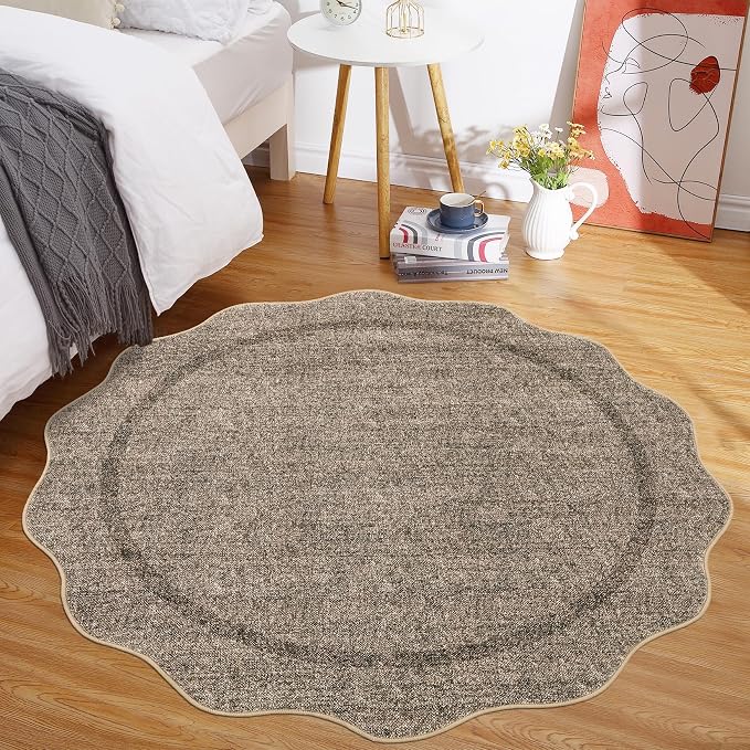 GarveeHome Scalloped Washable Round Rugs, Non-Slip Soft Round Rug 4ft Ultra-Thin - Image 7