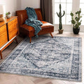 CHAMPLANT Area Rug 5'x7' Dark Blue Washable Vintage Traditional Floor Cover by CHAMPLANT