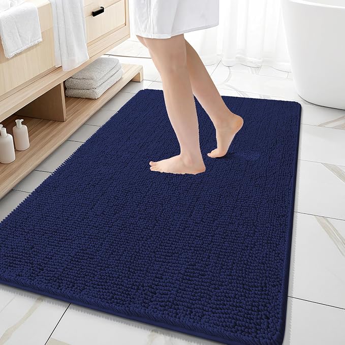 OLANLY Large Bathroom Rugs 59x35, Soft Absorbent Chenille Bath Rugs, Rubber by OLANLY