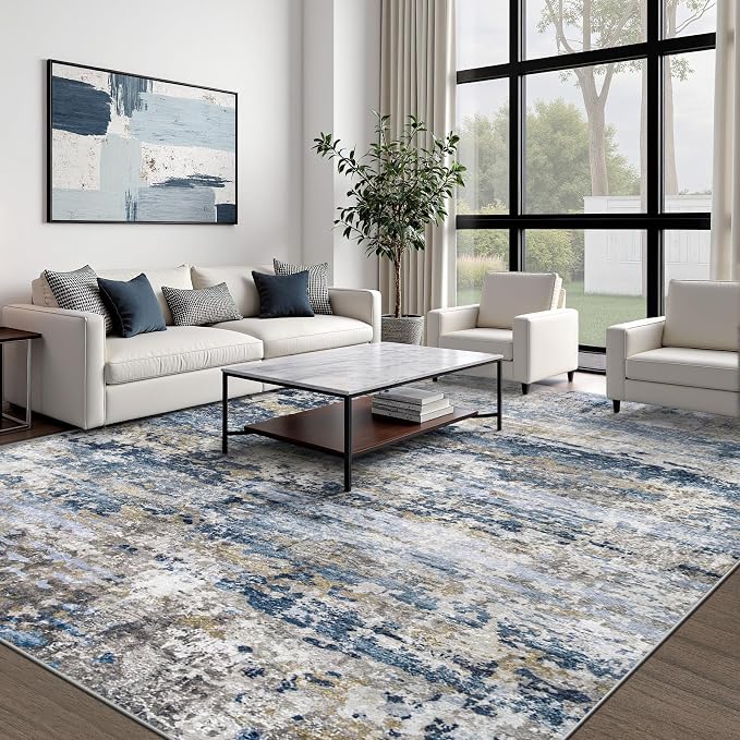 pmtsns Area Rugs 10x12 Living Room: Washable Rug Modern Abstract Neutral Soft - Image 2