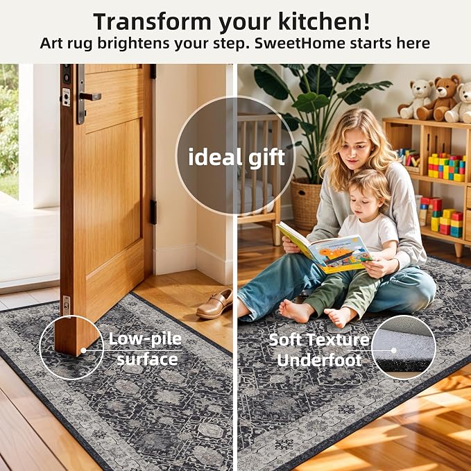 Washable 4-Piece Kitchen Floor Mats: Farmhouse Non-Slip Kitchen Sink Rug Easy - Image 6