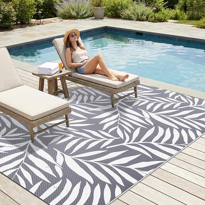 Smiry Outdoor Rug 5x8 ft, Waterproof Reversible Plastic Straw Rugs, Outdoor - Image 3