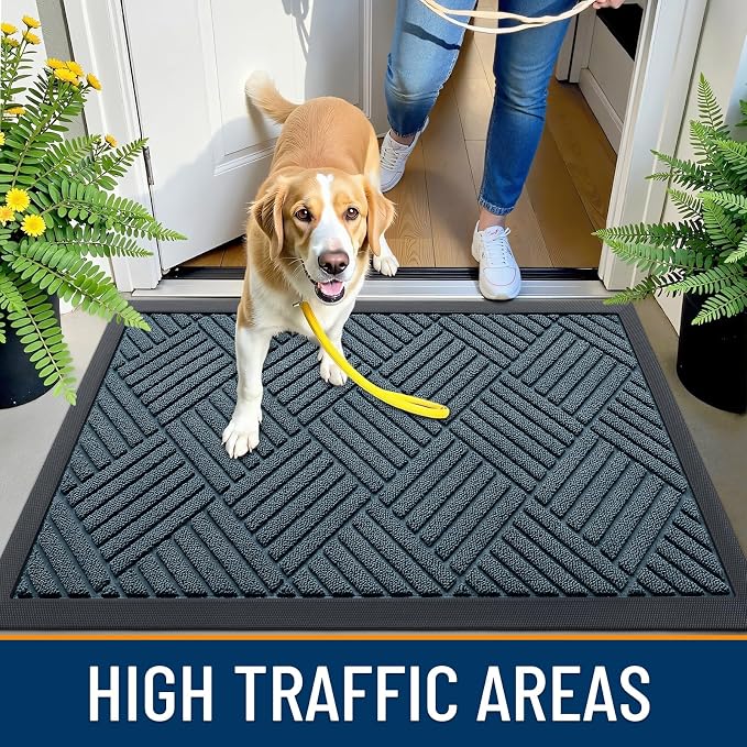OLANLY Front Door Mat Outside Entrance 33x21, Heavy Duty Sturdy Natural Rubber - Image 5