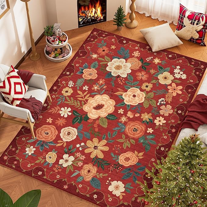 DUKINO 5x7 Area Rug, Floral Rugs - Image 6