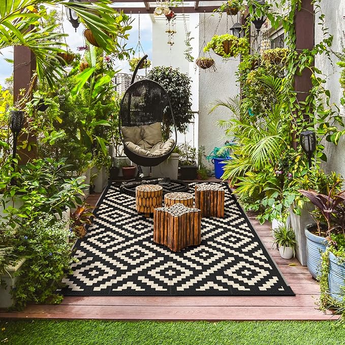 GENIMO 5'x8' Outdoor Rug Waterproof, Reversible Mats, Area Rug, Plastic Outside - Image 3