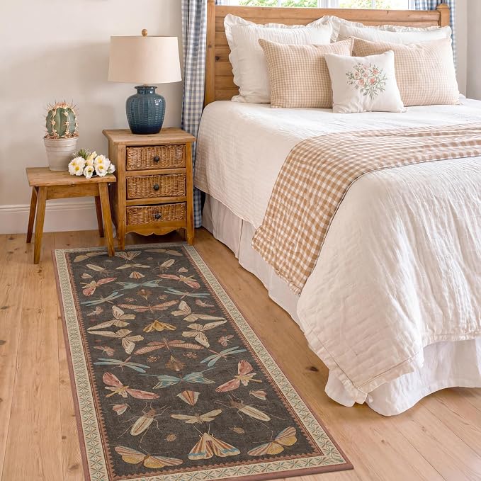 Brown Vintage Hallway Runner Rug 2x8, Washable Non Slip Carpet - Image 3
