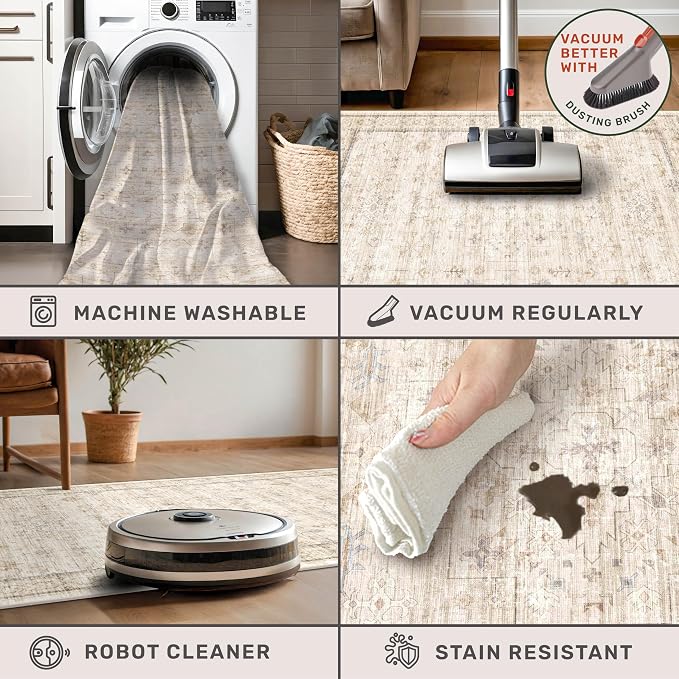 3x6 Wide Area Rugs for Hallways Non Slip, Machine Washable Rug for Kitchen Floor - Image 3