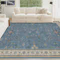 5x8 Rug for Living Room, Boho Eclectic Area Rugs Blue Modern Low-Pile Carpet by HazoHaus