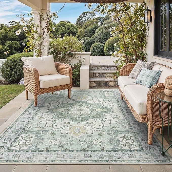 GENIMO Outdoor & Indoor Area Rug 5'x8', Waterproof, Non-Shedding, Easy Cleaning by GENIMO